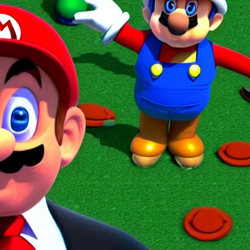 Image similar to donald trump in Super mario 64, realistic