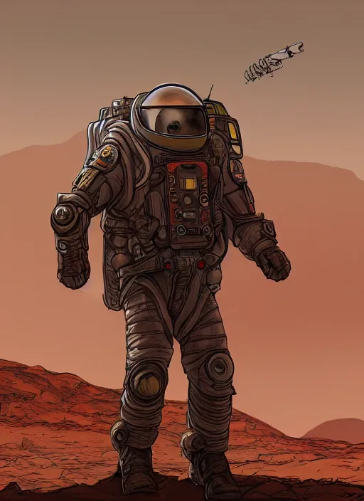 Prompt: percy toplis on mars, digital art, trending on Artstation