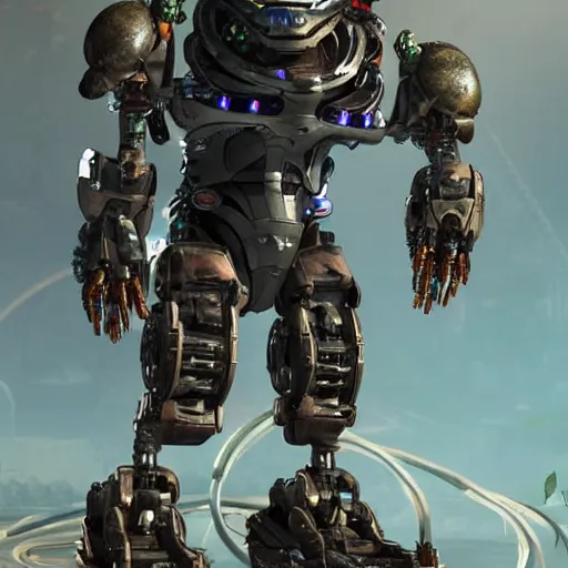 Image similar to cybernetic robot metal frog from the game Horizon Zero Dawn
