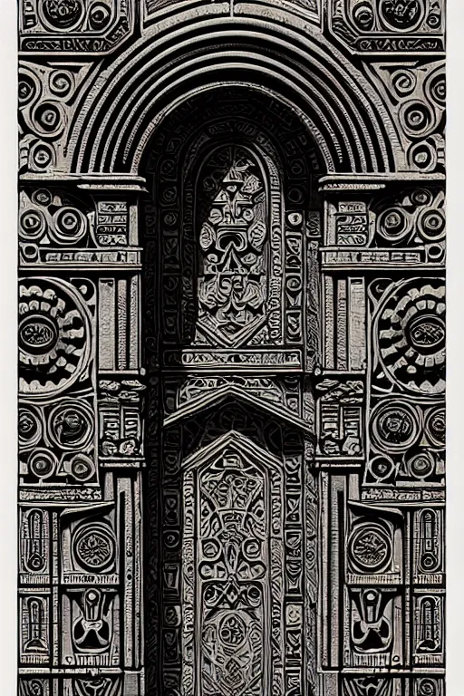 Image similar to ornate ancient stone portal, high details, intricately detailed, by vincent di fate, inking, 3 color screen print, masterpiece, trending on artstation,, sharp, details, hyper - detailed, hd, 4 k, 8 k