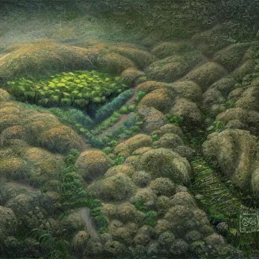 Image similar to bush labyrinth, dron view, oleo painting, higly detailed, 8 k, photorealistic, art concept, artstation, sharp focus