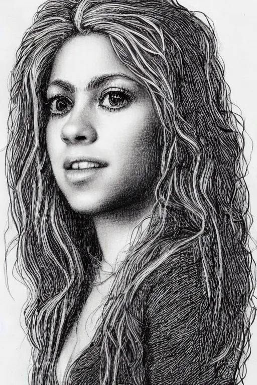 Image similar to a portrait of shakira in the style of leonardo da vinci drawing