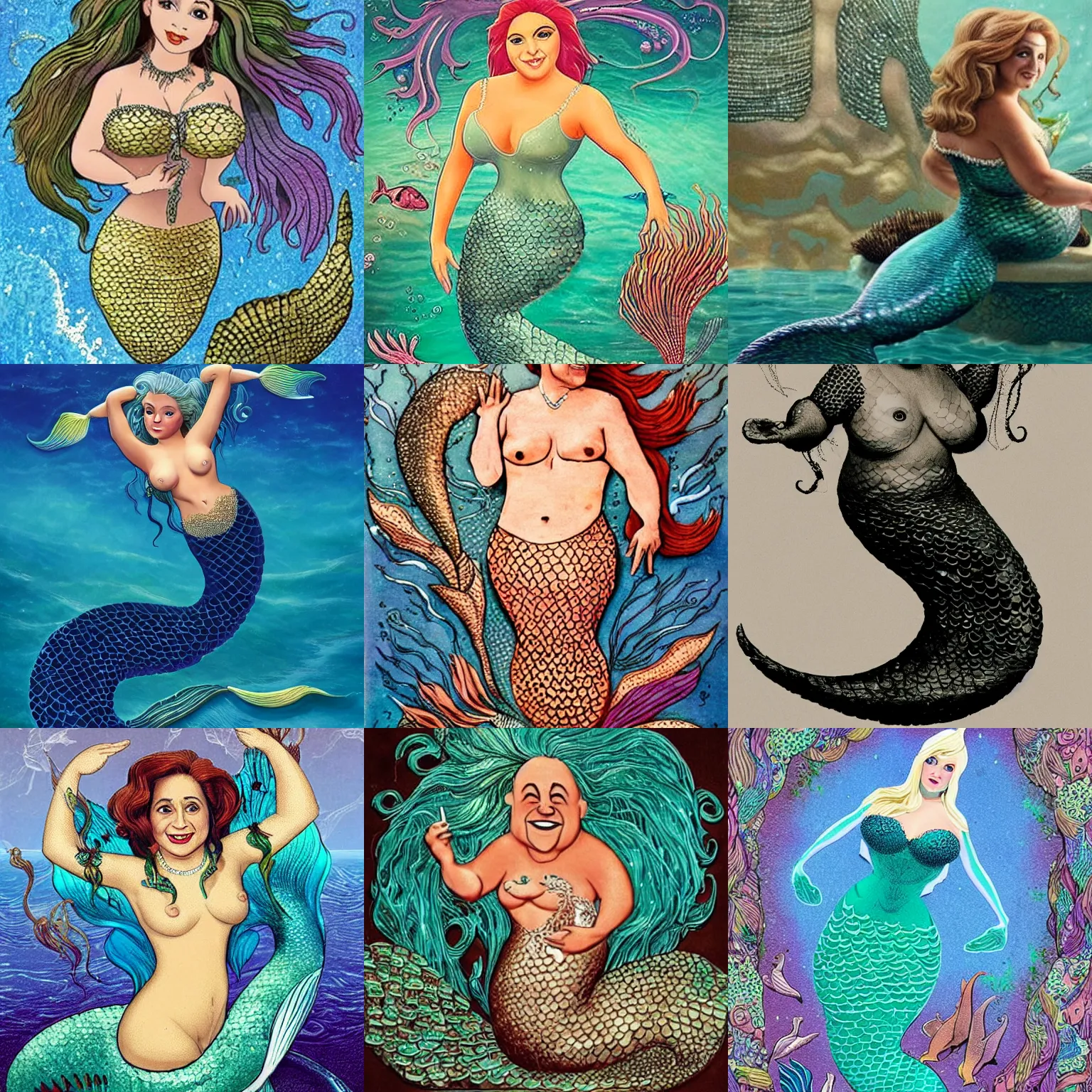 Prompt: Danny devito as a mermaid, intricate, elegant,