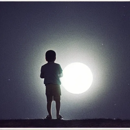 Image similar to the boy looked up at the moon