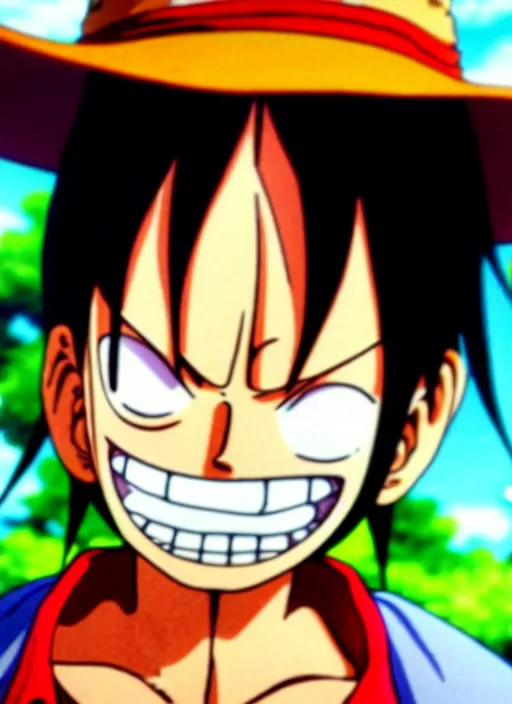 Image similar to photograph of a luffy face, depth of field, focus,