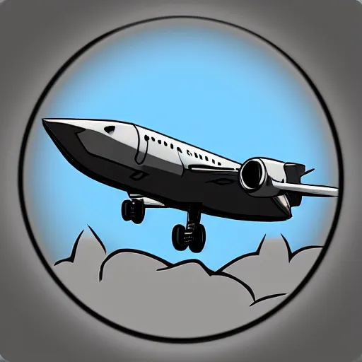 Image similar to app icon for a game, plane flying and letters around it