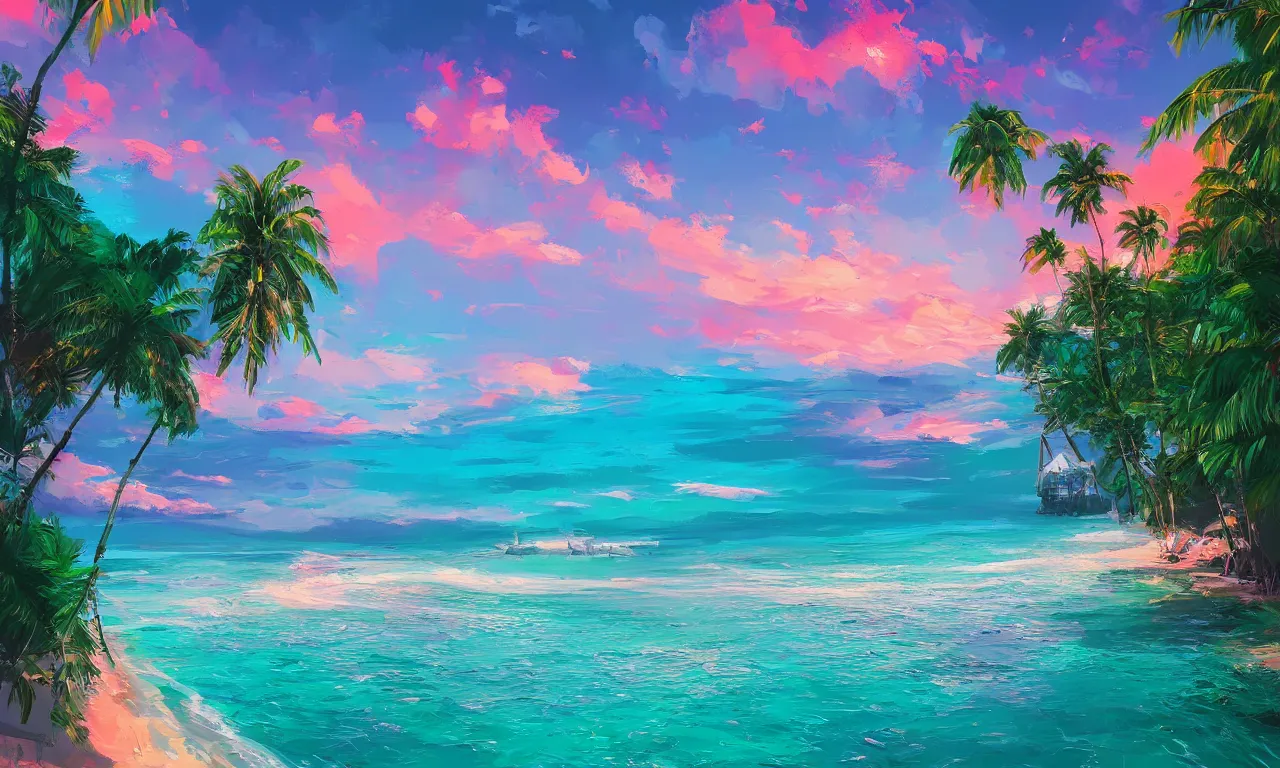 Image similar to paradise beach by alena aenami artworks in 4 k