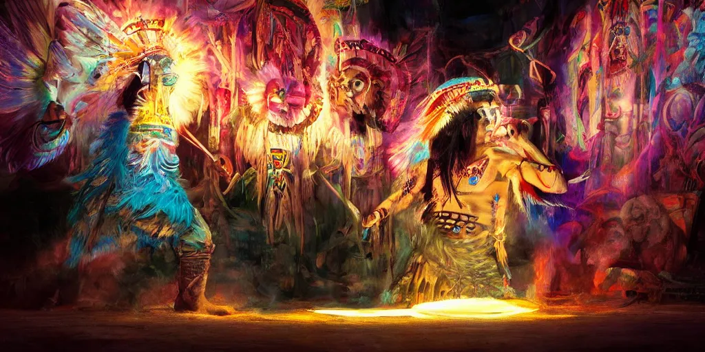 Image similar to of Native American shaman drumming by Liam Wong and Boris Vallejo