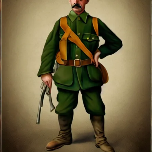 Image similar to luigi as a world war i soldier, high quality