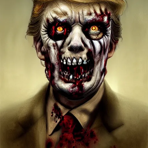 Prompt: portrait of donald j. trump as a zombie being interviewed, 7 days to die zombie, fine art, soft light from the side, award winning, subtle earthy tones, intricate, elegant, sharp focus, cinematic lighting, digital painting, 8 k concept art, art by michael hussar, art by brom, art by z. w. gu, 8 k