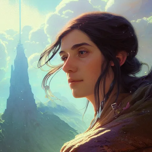 Image similar to Highly detailed portrait of Hila Klein, unreal engine, fantasy art by Greg Rutkowski, Loish, Rhads, ferdinand knab, Makoto Shinkai and Lois van baarle, ilya kuvshinov, rossdraws, Tom Bagshaw, alphonse mucha, global illumination, radiant light, detailed and intricate environment