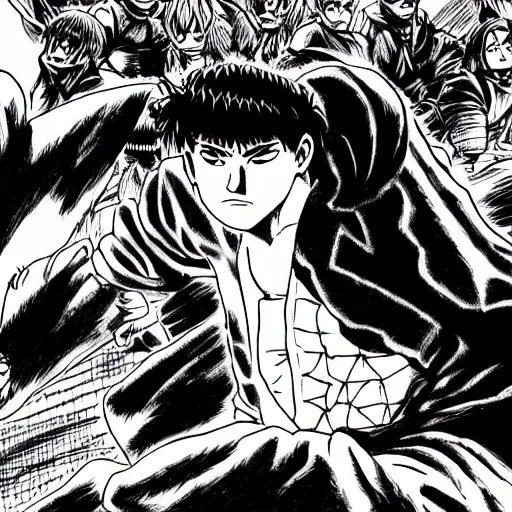 Image similar to hajime no ippo drawn in berserk format, by kentaro miura