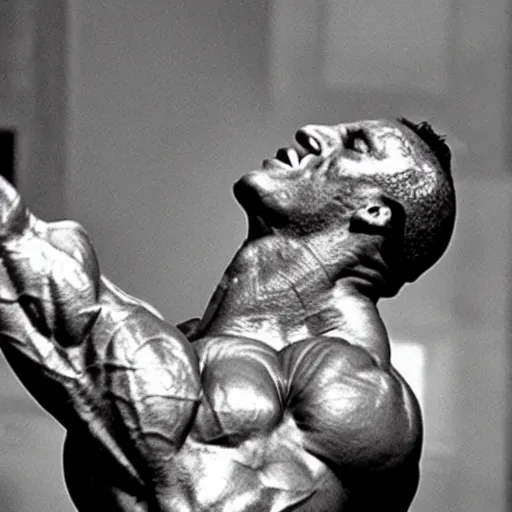 Image similar to the hulk winning the mr. olympia