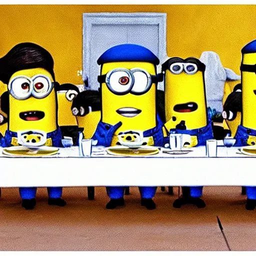 Image similar to Last Supper of Minions,