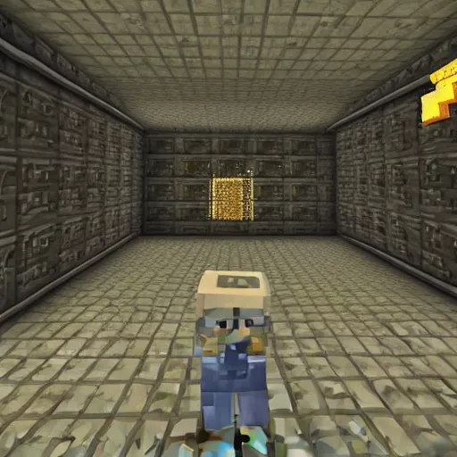 Image similar to The Half-Life 2 citadel in minecraft, game footage