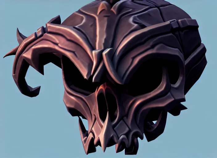 Image similar to wraith skull, stylized stl, 3 d render, activision blizzard style, hearthstone style, darksiders style