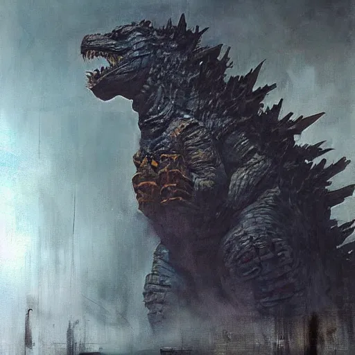 godzilla painted by jeremy mann, highly derailed | Stable Diffusion ...