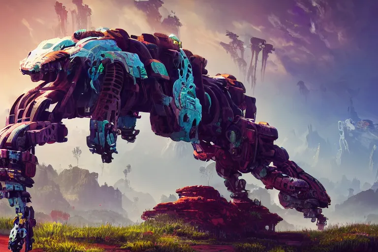 Image similar to tideripper machine mecanical creature robot of horizon forbidden west horizon zero dawn bioluminiscence global illumination ray tracing hdr fanart arstation by ian pesty and alena aenami artworks in 4 k