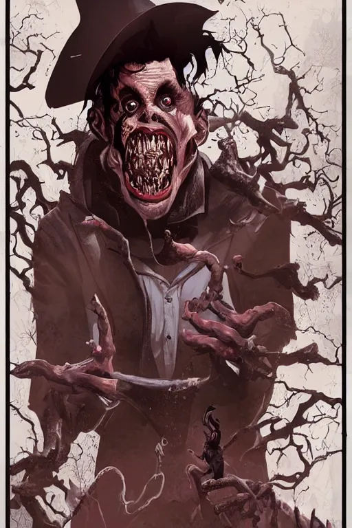 Image similar to count chocula in sleepy hollow, full body, big two toned eyes, teeth gritted, horror, intricate details, cinematic, epic, realistic, anatomy, tomer hanuka, uplight, artstation, photorealistic, scary