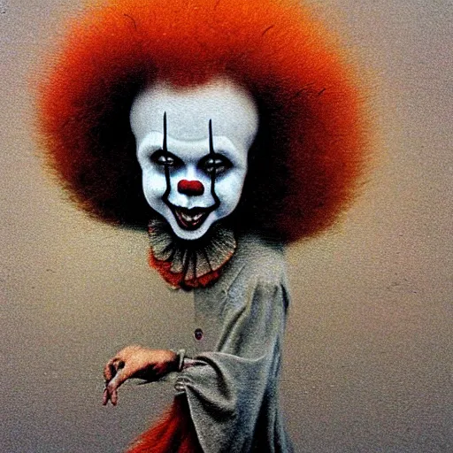 Prompt: cute young pennywise the dancing clown by beksinski
