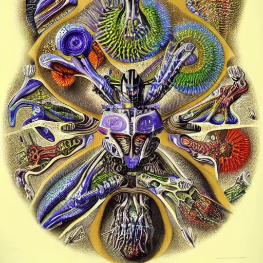 Image similar to transformers anatomy by ernst haeckel, masterpiece, vivid, very detailed