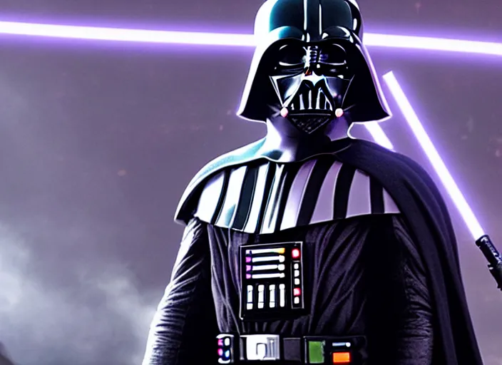 Image similar to film still of Darth Vader goes to a rave in the new Star Wars movie, 4k