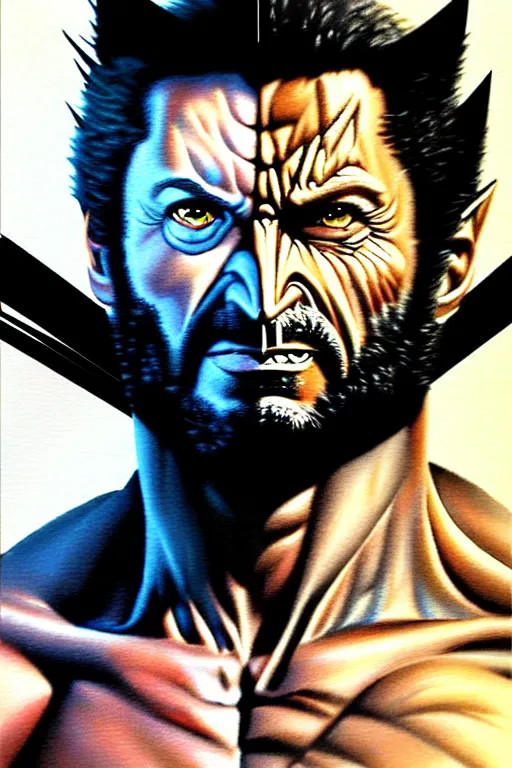 Prompt: airbrush portrait of wolverine from xmen, by dimitri patelis marvel masterpieces
