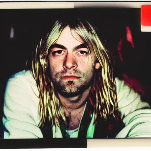 Prompt: Polaroid photograph of very Kurt Cobain!! and very Tupac Shakur!! in a club, blurry, XF IQ4, 150MP, 50mm, F1.4, ISO 200, 1/160s, Adobe Lightroom, photolab, Affinity Photo, PhotoDirector 365,