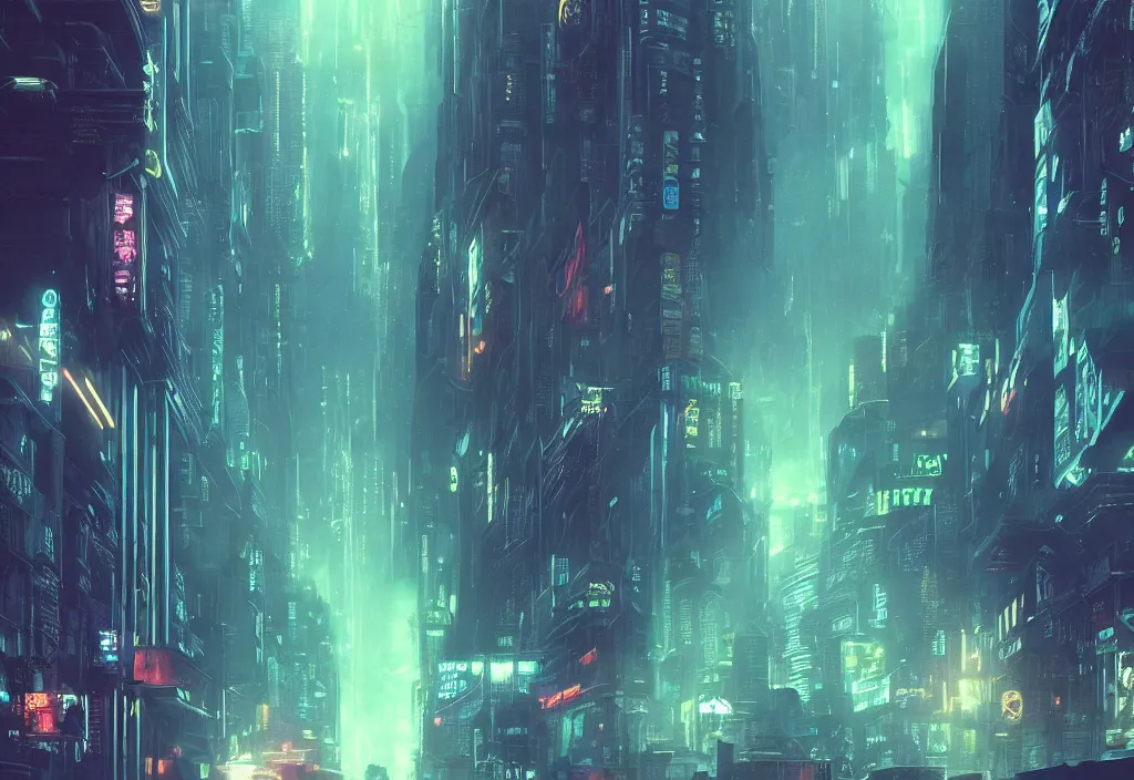 Prompt: a dramatic epic ethereal stunning beautiful and insanely detailed matte painting of a Blade Runner movie still, lens flares in the style of JJ Abrams movies, atmospheric and vaporwave composition, digital art by Kilian Eng and Jean Giraud and Simon Stalenhag, winning-award masterpiece, fantastic, octane render, 8K HD Resolution, High quality image