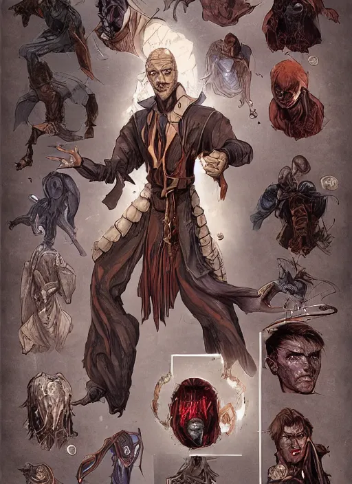 Image similar to a mastigos mage in modern clothing ( a mastigos is a mage specializing in the arcana of mind and space ) from the modern supernatural arcane thriller ttrpg'mage : the awakening ', 8 k, character concept reference art, by david mattingly and michael william kaluta and steve prescott and alex ross.