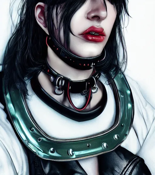 Prompt: detailed realistic female character cyberpunk wearing thick steel collar around neck, realistic, art, beautiful, 4K, collar, choker, collar around neck, punk, artstation, detailed, female, woman, choker, cyberpunk, neon, punk, collar, choker, collar around neck, thick collar, tight around neck, punk, choker, hyperrealistic, realistic, female, punk female,