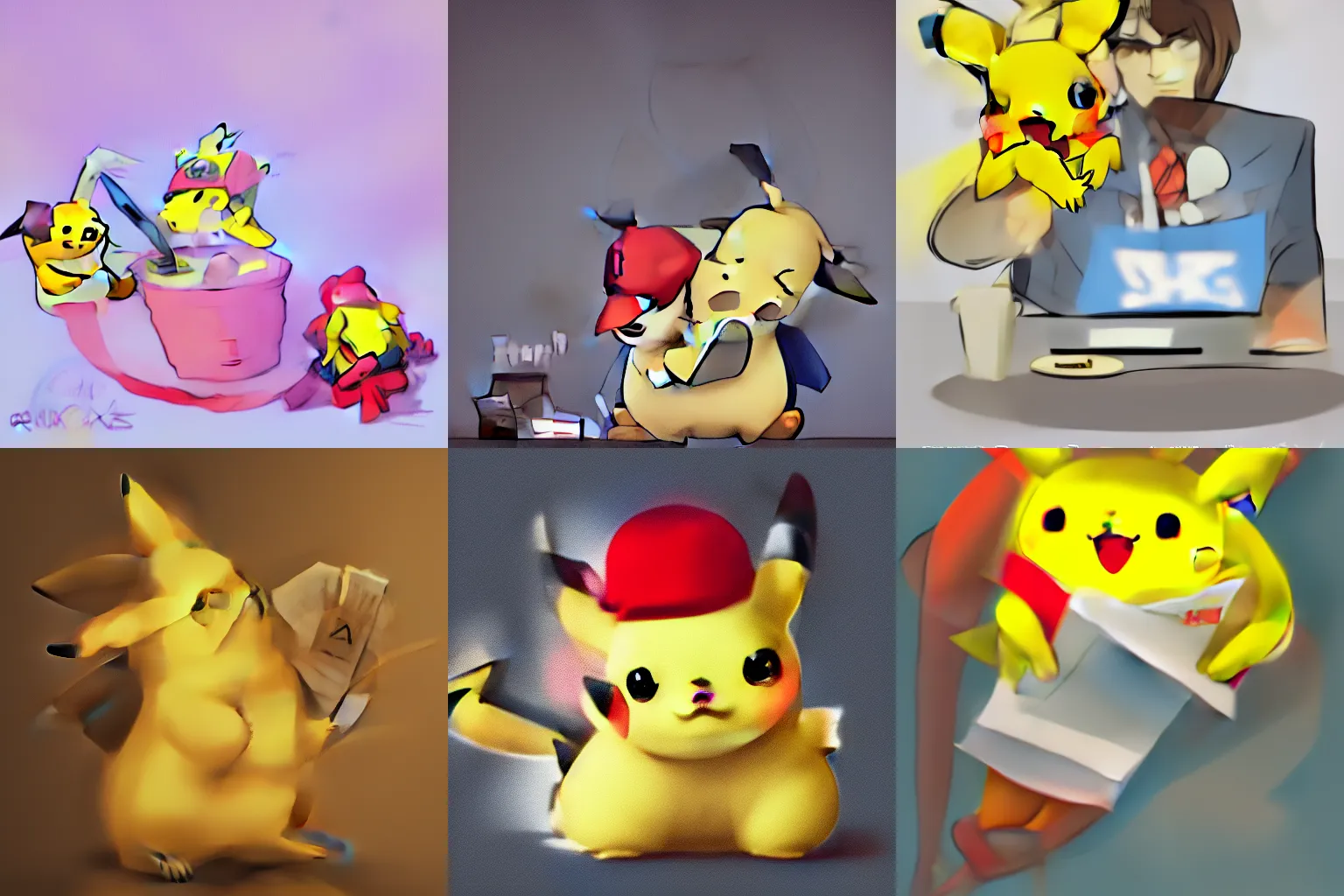 Prompt: pikachu doing taxes, trending on artstation 4k