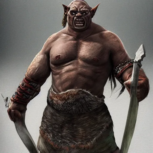Prompt: a hyper realistic potrait of an orc warrior