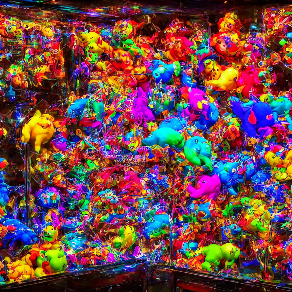 Image similar to claw machine, digital art, colorful