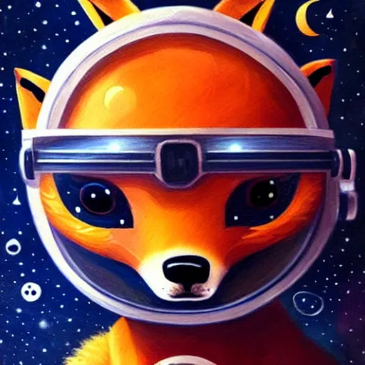 Prompt: portrait of a cute fox as an astronaut in a spaceship that has been to war and is in rough shape, had an eye patch:: in the style of charlie bowater, realistic:: oil painting::