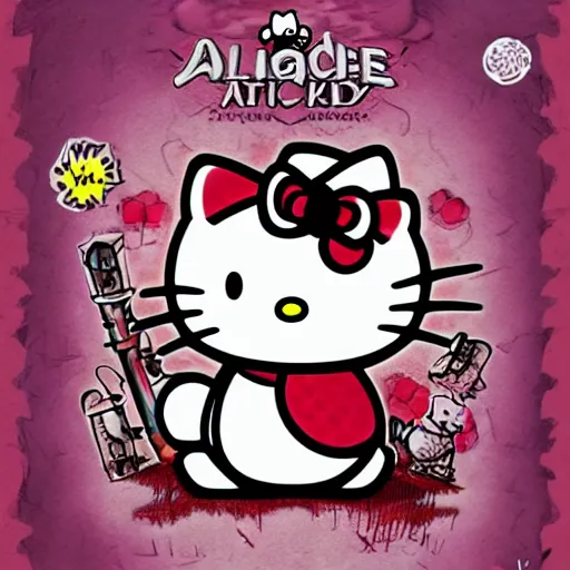 Prompt: Hello Kitty level, Alice madness returns level, ultradetailed, artstation