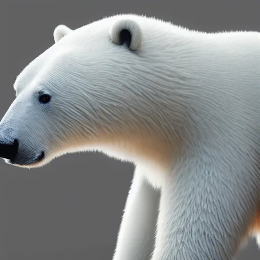 Prompt: a polar bear by issey miyake, immaculate scale, hyper-realistic, Unreal Engine, Octane Render, digital art, trending on Artstation, 4k, detailed, atmospheric