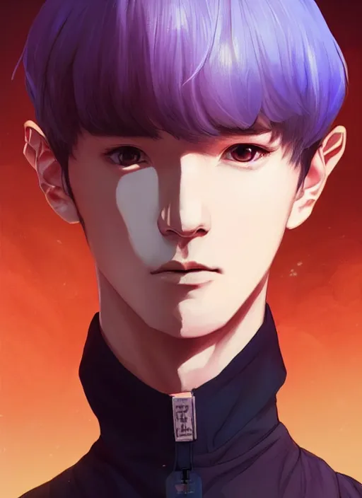 Image similar to aesthetic portrait commission of a of YOONGI is SPOCK + VEINY HANDS + hyperdetailed face at golden hour, safe for work (SFW). Character design by charlie bowater, ross tran, artgerm, and makoto shinkai, detailed, inked, western comic book art, 2021 award winning film poster painting