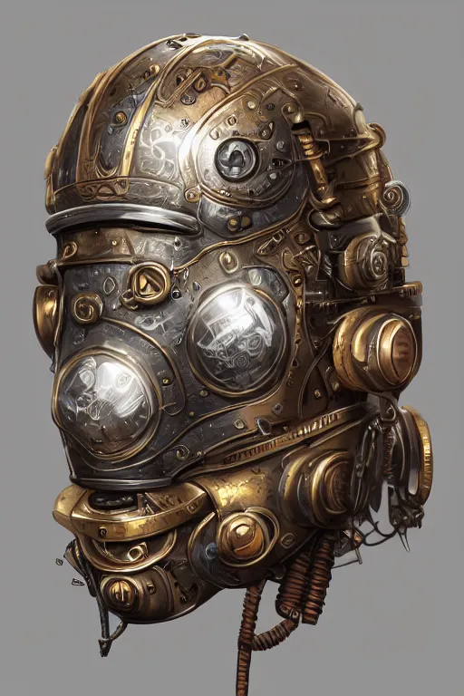 Image similar to steampunk helmet fantasy art mask robot ninja stylized digital illustration sharp focus, elegant intricate digital painting artstation concept art global illumination ray tracing advanced technology chaykin howard and campionpascale and cooke darwyn and davis jack