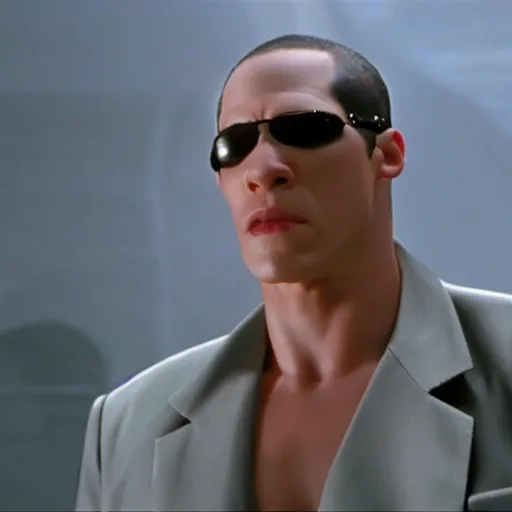 Image similar to film still of homer in the matrix ( 1 9 9 9 )