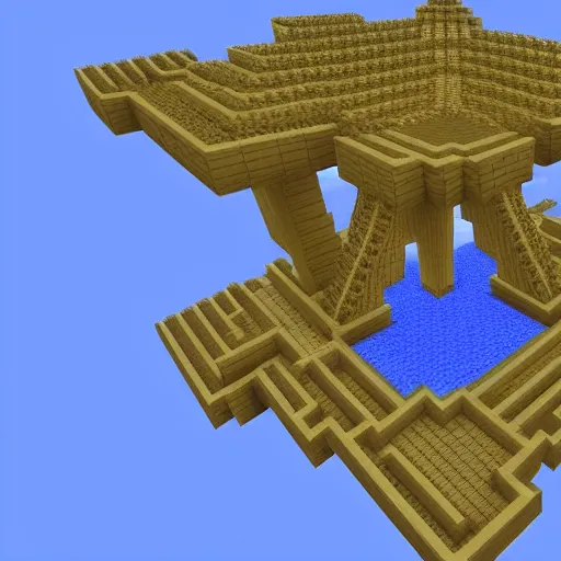 Prompt: a blue print of the Eiffel tower in Minecraft