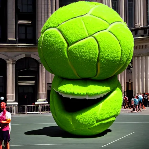 Image similar to a tennis ball monster by jeff koons