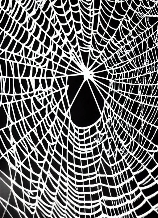 Prompt: black and white spider web