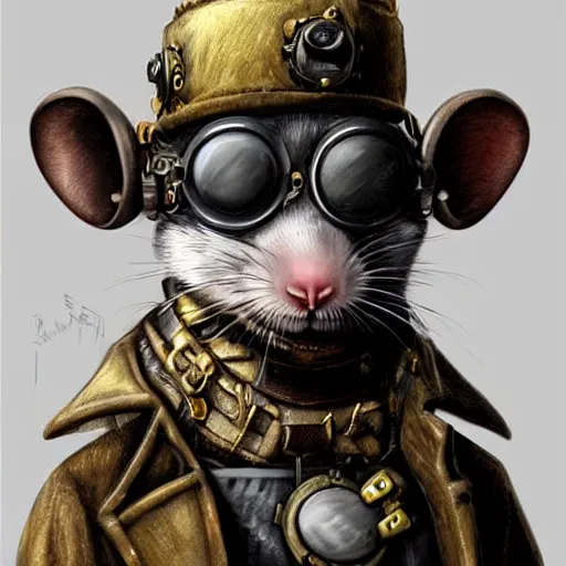 Prompt: a rat with steampunk googles, by D&D Concept Artists