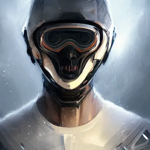 Image similar to portrait of a man by greg rutkowski, he is about 3 0 years old, short black hair with bangs, expression of fear and bewilderment, very tall and slender, he is wearing futuristic space gear, highly detailed portrait, digital painting, artstation, concept art, smooth, sharp foccus ilustration, artstation hq