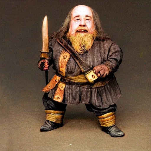 Prompt: a dwarf, but his head was replaced with the head of a witch