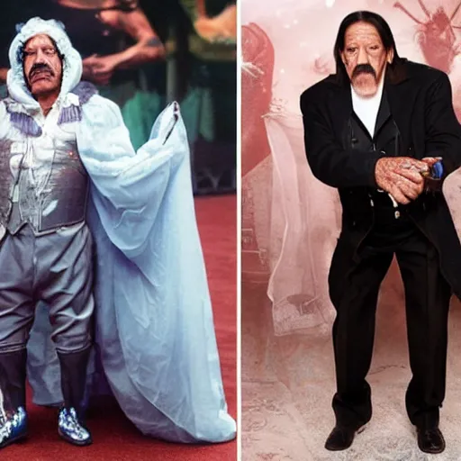 Prompt: danny trejo cosplaying as Cinderella