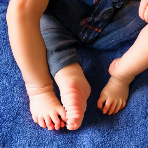 Prompt: baby eating toes, high quality, photograph