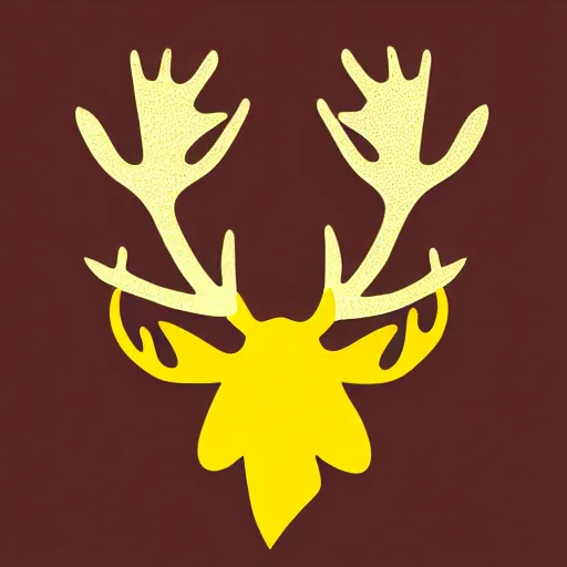 Image similar to a yellow moose logo with maple leaf shaped antlers, graphic design, logo