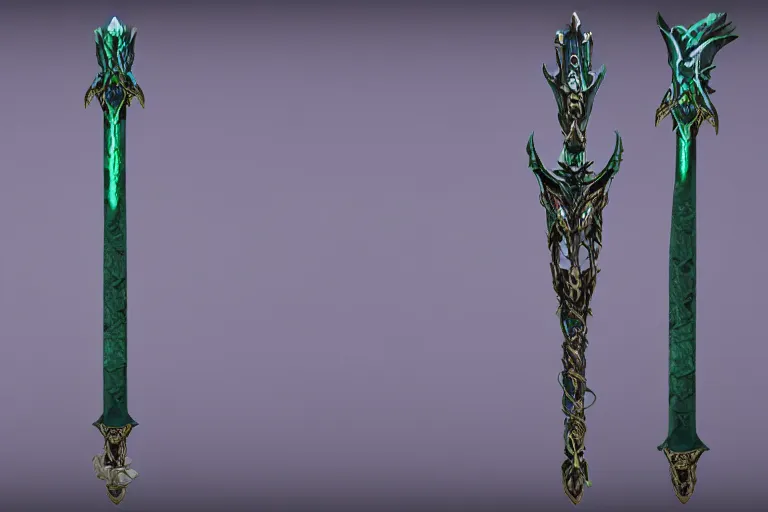 Prompt: emerald bone staff of lich; unreal engine-H 1024